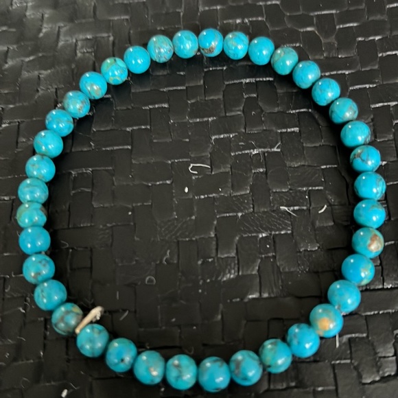 Set of three blue turquoise bangle bracelets. Slip on no stretch - Picture 3 of 4